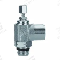 AIGNEP USA Universal Flow Control: Elbow Fitting, Knob, 3/8 in Valve Body Size, 3/8 in Tube (MPN 88957-06-06). Key specifications — attr947203: Stainless Steel; attr947205: AIGNEP USA.
