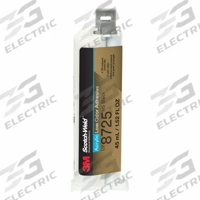 SCOTCH-WELD Acrylic Adhesive: DP8625NS, Ambient Cured, 45 mL, Cartridge, Black, Thick Liquid - Acrylic Dual Cartridges for Two-Part Applicators
