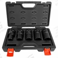COUNTERACT Commercial Socket Set: 1 in Drive Size, 5 Pieces, (5) 12-Point/(5) 6-Point, Chrome (MPN CBBS1-S5). Key specifications — attr1204429: COUNTERACT; attr1204430: (5) 6-Point; attr1204436: 6-Point Rounded; attr1210036: 17 mm to 35 mm.