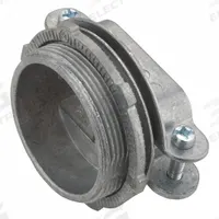 RACO Threaded Metal Connector: Die Cast Zinc, 2 in Trade Size, Clamp Style, 1 9/16 in Overall Lg (MPN 2858). Key specifications — attr28244: No; attr25407: Die Cast Zinc; attr28242: Oval Cable: 000/3; attr79170: Silver; attr99477: RACO.