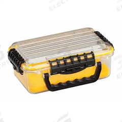 PLANO MOLDING Storage Box: 9 in x 5 1/4 in x 3 5/8 in, Clear, Not Electrostatic Discharge Conductive (MPN 146000). Key specifications — ESD Conductive: Not Electrostatic Discharge Conductive; Color: Clear; Brand: PLANO MOLDING; Material: Plastic.