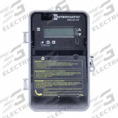 INTERMATIC Electronic Timer: 24 hr, Not Astronomic, 120-277V AC, SPST, Digital (MPN ET2105CP). Key specifications — Body Material: Plastic; Indoor/Outdoor Usage: Outdoor; Astronomic Functionality: Not Astronomic; Mounting Style: Surface; Brand: INTERMATIC.