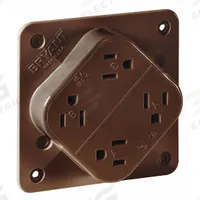 BRYANT Receptacle: Quad, 5-15, Brown, 125V AC, 15 A, 2 Pole / 3 Wire (MPN 1254B)