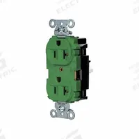HUBBELL Receptacle: Duplex, 5-20, Green, 125V AC, 20 A, 2 Pole / 3 Wire (MPN 5362STGN)
