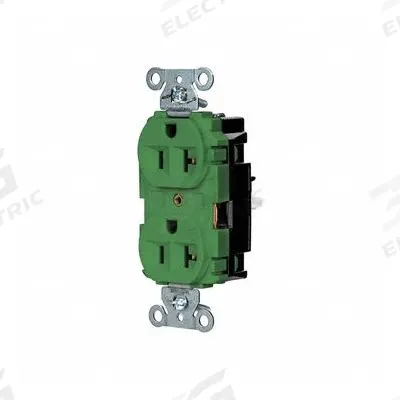 HUBBELL Receptacle: Duplex, 5-20, Green, 125V AC, 20 A, 2 Pole / 3 Wire (MPN 5362STGN) - General Purpose Receptacles