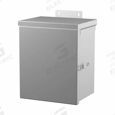HAMMOND Junction Box: Galvanized Steel, 10 in x 8 in x 6 in, 3R, Solid Cover, Hinged - Steel Enclosures with Hinged Covers