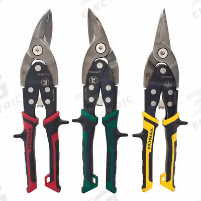 STANLEY Aviation Snip Set: Left/Right/Straight, 10 in Overall Lg, 1 1/2 in Cutting Lg - Aviation Snip Sets