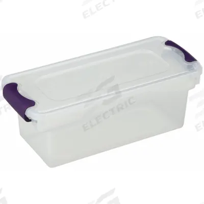 HOMZ Storage Tote: 1.8 gal, 16 1/4 in x 7 in x 6 1/8 in, Clear Body, Clear Lid - Clearview Totes with Latch-On Lids
