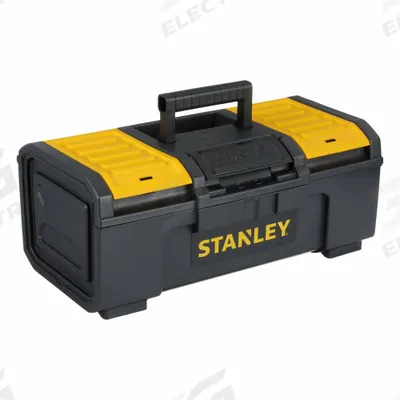 STANLEY Tool Box: 16 in W 8 3/4 in D 6 5/16 in H, Plastic, Black, Hinged Lid - Plastic Tool Boxes