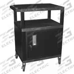 APPROVED VENDOR Audio-Visual Cart: 24 in L x 18 in W, 24 in L x 18 in W 34 in H, Plastic, Black (MPN WT34C2E). Key specifications — Handle Type: Flat; Brand: APPROVED VENDOR; Color: Black; Configuration: (3) Shelves.