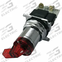 EATON Selector Switch: 30 mm Panel Mounting Size, 4 Positions, Extended Lever, 2NO/2NC, Metallic (MPN 10250ED1117-4LR). Key specifications — AC Contact Rating: 10 A @ 660 V; Action: Maintained/Maintained/Maintained/Maintained; Cam: 3; DC Contact Rating: 5 A @ 250 V; Hazardous Location Specification: Not Rated; Operator Head Material: Polymer; Operator Head Type: Long-Handled Knob; Operator Illumination: Illuminated.