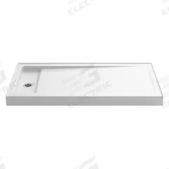 KOHLER Shower Base: Rectangle, Single Threshold, Cast Iron, 32 in Overall Lg, 4 1/2 in Overall Ht (MPN K-9163-0). Key specifications — Material: Cast Iron; Drain Location: Left; Features: Safeguard® Slip-Resistant Finish for Added Safety; Brand: KOHLER.