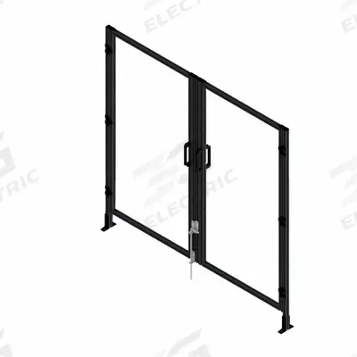 FAZTEK T-Slot Framing System Door: Stand-Alone, Black, Double Swing - Clear Plastic Standalone Door Kits