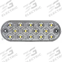 MAXXIMA Back-Up Light: LED, Backup/Reverse Light, Clear, Oval, 2 5/16 in Overall Ht, Wire Leads (MPN M63350). Key specifications — Standards: SAE J1398; Electrical Connection: Wire Leads; Brand: MAXXIMA; Installation Type: Permanent; Lens Color: Clear; Mount Type: Grommet; Lighting Technology: LED; Light Type: Backup/Reverse Light.