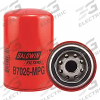 BALDWIN FILTERS Hydraulic Filter: Hydraulic Fluid, M24-2.0 Thread Size, Spin-On, 5 5/8 in Overall Ht (MPN B7026MPG). Key specifications — Media Material: Cellulose; Brand: BALDWIN FILTERS; Compatible Fluid Type: Hydraulic Fluid; Compatible Vehicle Make: Massey Ferguson; Includes: G381-A Integral Gasket; Thread Size: M24-2.0.