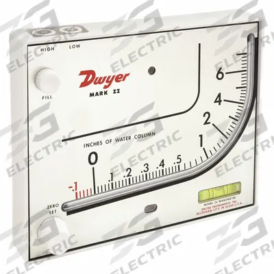 Dwyer Analog Manometer: Inclined Vertical, MARK II 26 - Stationary Analog Manometers