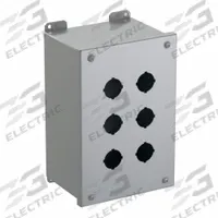 HAMMOND Push Button Enclosure: 30mm, 6 Holes, Carbon Steel, NEMA 12/13 (MPN 1437H). Key specifications — attr211299: HAMMOND; attr1043605: Oil-Tight and Dust-Tight.