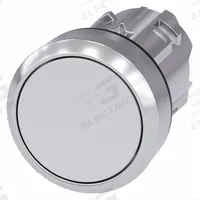 SIEMENS Flush Push Button: 22 mm Mounting Size, Metallic, Maintained (MPN 3SU1050-0AA60-0AA0). Key specifications — Brand: SIEMENS; Action: Maintained; Series: 3SU; Push Button Material Type: Metallic.