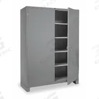 LYON Storage Cabinet: 60 in x 24 in x 82 in, Swing Handle & Padlock Hasp, 14 ga Panel Thick, Legs (MPN DD1145). Key specifications — attr62698: Gray; attr62736: Welded; attr87895: Legs; attr62693: Assembled; attr62737: Stationary; attr62694: Adjustable; attr62695: Powder Coated; attr62696: Steel.