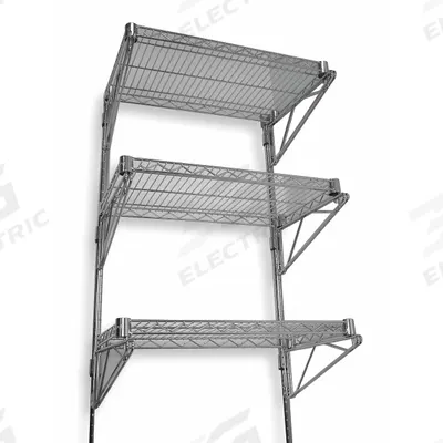 APPROVED VENDOR Wire Wall Shelf: 36 in x 18 in, 3 Shelves, 250 lb Load Capacity per Shelf - Adjustable-Height Steel Wire Wall-Mount Shelving