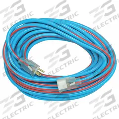 SOUTHWIRE Extension Cord: Outdoor Use, 50 ft Lg, Outlet, 5-15P, 12/3, SJTW, Blue/Red, 15 A Current (MPN 2548SW0064). Key specifications — Brand: SOUTHWIRE; Temperature Rating: -40° to 140°F; NEMA Plug Configuration: 5-15P.