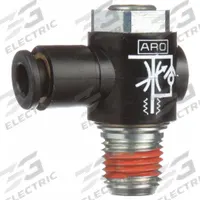 ARO Cylinder Port Flow Control Valve: Elbow Fitting, Screwdriver Slot/Thumb Screw, 5/32 in Tube (MPN 119309-103). Key specifications — attr947203: Stainless Steel; attr947205: ARO.