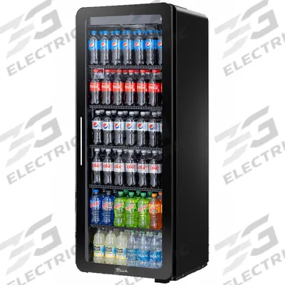 TRUE REFRIGERATION Refrigerated Merchandiser: 63 3/4 in x 27 7/8 in x 29 1/2 in, Black - Curved Glass Display Refrigerator Merchandisers