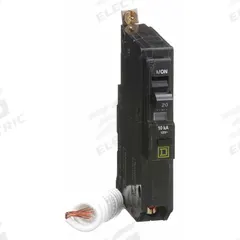 SQUARE D Miniature Circuit Breaker: 20 A, 120V AC, Single Phase, 10kA at 120V AC, 1 Poles (MPN QOB120EPD). Key specifications — Phase: Single; Amps: 20 A; AC Voltage Rating: 120V AC; Max. AIR Rating: 10kA at 120V AC; For Use With: QO Load Centers and NQ Panelboards; Brand: SQUARE D.