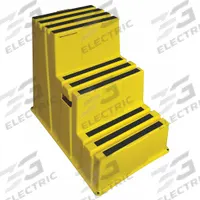 APPROVED VENDOR Step Stool: 3 Steps, 2.4 ft Overall Ht, 500 lb Load Cap, Plastic, 2.4 ft Standing Ht (MPN 44ZJ63). Key specifications — Brand: APPROVED VENDOR; Color: Yellow; Includes: Replacement Foot Pads.
