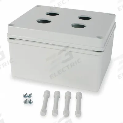 HUBBELL PREMISE WIRING Surface Mount Box: Hi-Impact, Hi-Impact, 4 Ports, Gray - Voice & Data Jack Boxes
