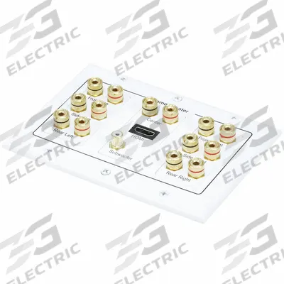 MONOPRICE Audio/Video Wall Plate: 3 Gang, 16 Port, With HDMI - Audio-Video Jacks with Frames