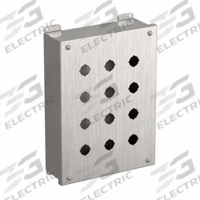 HAMMOND Push Button Enclosure: 22mm, 12 Holes, 316 Stainless Steel - Enclosures for 22mm Operators