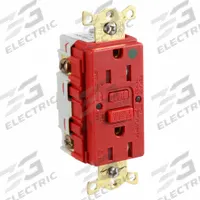 HUBBELL GFCI Receptacle: Hospital Grade, Duplex, 5-15R, Red, GFCI, 125V AC, 15 A, 2 Pole / 3 Wire (MPN GFRTW82R)