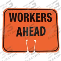 Traffic Cone Sign: ABS Plastic, 10 3/8 in Ht, 12 3/4 in Lg, Workers Ahead (MPN 03-550-WAH). Key specifications — Brand: APPROVED VENDOR; Color: Orange; For Use With Product Type: Traffic Cones; Legend: Workers Ahead; Material: ABS Plastic.