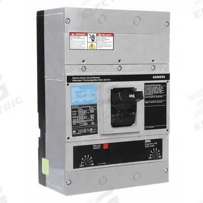 Siemens Molded Case Circuit Breaker: 400 A Amps, 65kA at 240V AC, Fixed, Lug, Non-Applicable - JD-Frame Siemens Molded Case Circuit Breakers