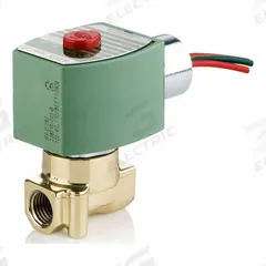 REDHAT Solenoid Valve: 2-Way, Normally Closed, 1/4 in Pipe Size, 120V AC, High Flow, Brass Body (MPN L8262H021V1V 120/60). Key specifications — Brand: REDHAT; Pipe Size: 1/4 in; Voltage: 120V AC; Coil Enclosure: Without Junction Box.
