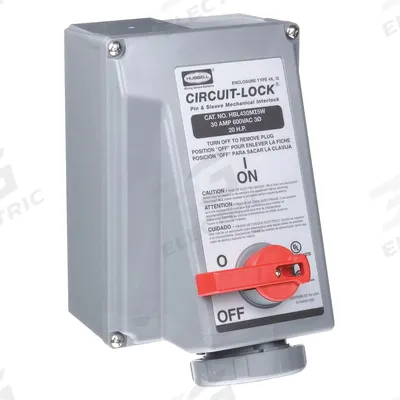 HUBBELL Mechanical Interlock: 600V AC, Three Phase, 30 A, 3 Pole - Watertight Interlocks