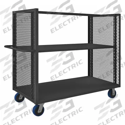 APPROVED VENDOR Stock Truck: 2,000 lb, Flush Lip, 31 in L x 67 in W x 58 in H Overall Dim. - Dual-Side-Access Mesh-Wall Stock Trucks