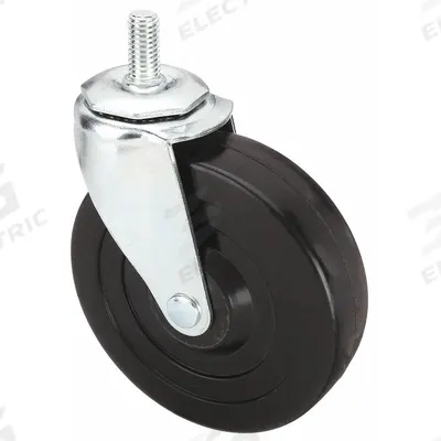 APPROVED VENDOR Stem Caster: Swivel, 5 in Wheel Dia., 1 in Wheel Wd, Rubber - Standard Threaded Stem Casters
