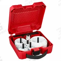 MILWAUKEE Hole Saw Kit: 16 Pieces, 1 5/8 in Max. Cutting Dp, Bi-Metal, 3.5 Teeth per Inch (MPN 49-22-4156). Key specifications — attr1098178: 3.5; attr1098172: MILWAUKEE.