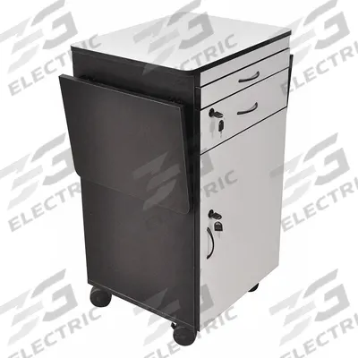 LUXOR Media Cart with Cabinet: Black/White, 37 3/4 in Overall Ht, 23 3/4 in Overall Wd - Media Carts