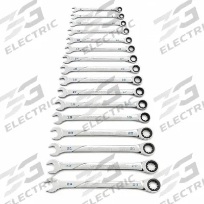 GEARWRENCH Combination Ratcheting Wrench Set: Alloy Steel, Full Polish Chrome, 16 Tools - SAE 12-Point Ratcheting Combination Wrench Sets