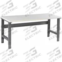 TENNSCO Workbench: Adj Ht, Plastic, 72 in x 36 in, 750 lb Overall Load Capacity, Gray (MPN WBA-1-3672P). Key specifications — Brand: TENNSCO.