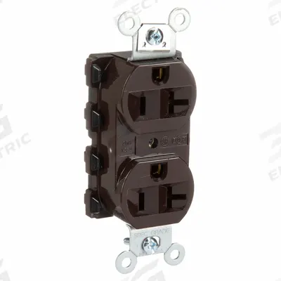 HUBBELL Receptacle: Duplex, 5-20, Brown, 125V AC, 20 A, 2 Pole / 3 Wire (MPN SNAP5362A) - General Purpose Receptacles