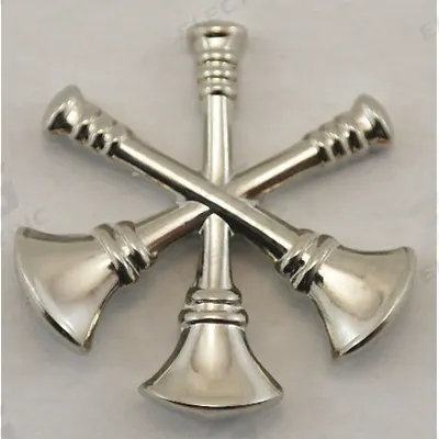 HEROS PRIDE Metal Rank Insignia: Asst. CF Fire Bugles, 3/4 in, Silver, Metal, Clutch Pin - Metallic Insignia