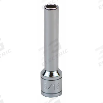 SK PROFESSIONAL TOOLS Socket: SAE, 1/4 in Drive Size, 3/16 in Socket Size, 12-Point, Deep - 1/4" Drive Hand Sockets