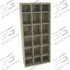 TENNSCO Cubby Cabinet: 34 1/2 in x 13 1/2 in x 78 in, 18 Compartments, 10 1/8 in x 13 1/2 in x 78 in (MPN CC-78SD). Key specifications — Material: Steel; Brand: TENNSCO; Color: Beige.