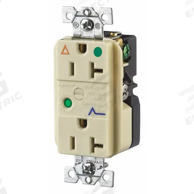 BRYANT Receptacle: Hospital Grade, Duplex, 5-20R, Ivory, 125V AC, 20 A - General Purpose Receptacles