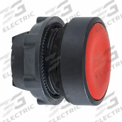 SCHNEIDER Flush Push Button: Red, 22 mm Mounting Size, Non-Metallic, Maintained (MPN ZB5AH04). Key specifications — Brand: SCHNEIDER; Action: Maintained; Series: XB5; Push Button Material Type: Non-Metallic.