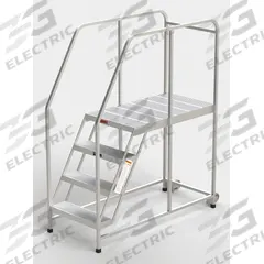 EGA Mobile Work Platform: 3.3 ft Platform Ht - Max, 24 in x 42 in, Aluminum, 300 lb Load Capacity (MPN A008H). Key specifications — Folding: Not Foldable; Mobility: Rolling; Use Location: Indoor; Brand: EGA; Color: Silver; Height Adjustability: Fixed Height; Includes Handrails: Handrails Included; Locking Mechanism: No Locking Mechanism.